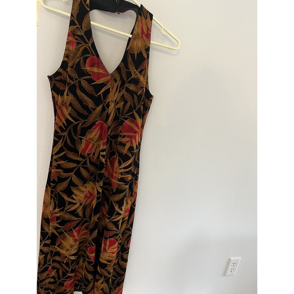 Jessica Howard Vtg Dress 10 Halter Long Sheath Black Floral Whimsigoth Coquette